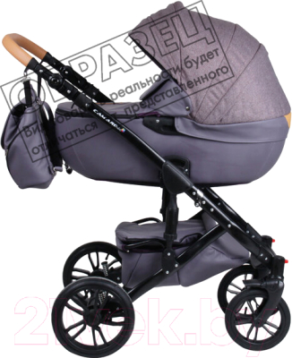 Детская универсальная коляска Alis Camaro 2 в 1 (Cm 10, темно-серый c золотым узором/темно-серая кожа/рама золото)