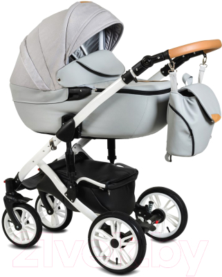 Детская универсальная коляска Alis Camaro F 3 в 1 (cm04, светло-серый узор/светло-серая кожа)