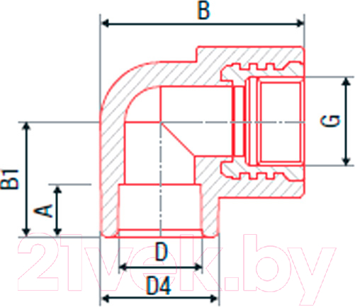 Угольник соединительный FV Plast PPR 25x3/4" AA218025034 (с внутренней резьбой) — фото 2