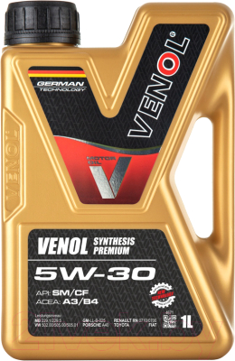 Моторное масло Venol Synthesis Premium 5W30 SM/CF GF-4 A3/B4 / 008001 (1л)