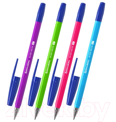 Набор шариковых ручек Brauberg M-500 Neon / 880396 (50шт)