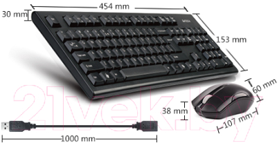Клавиатура+мышь A4Tech Wireless Desktop 3000NS