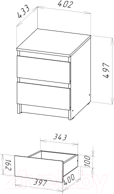Прикроватная тумба НК Мебель Stern Т-1 2-я / 72677235 (16мм, серый графит)