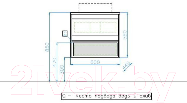 Тумба под умывальник Style Line Монако МДФ 60