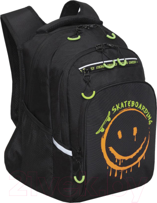 Школьный рюкзак Grizzly RB-350-2 (черный/оранжевый)