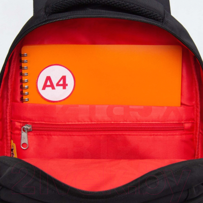 Школьный рюкзак Grizzly RB-352-4 (черный/красный)