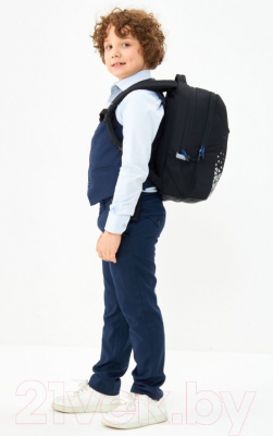 Школьный рюкзак Grizzly RB-356-2 (черный/серебристый)