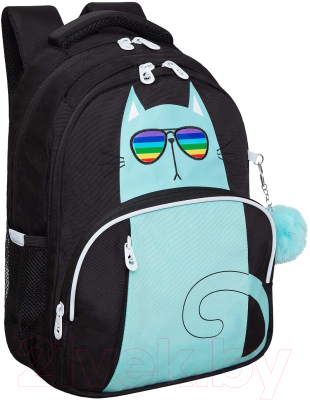 Школьный рюкзак Grizzly RG-360-4 (черный/мятный)