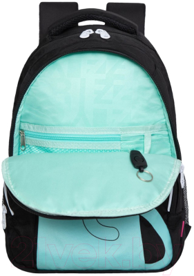 Школьный рюкзак Grizzly RG-360-4 (черный/мятный)