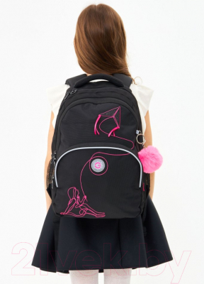 Школьный рюкзак Grizzly RG-360-8 (черный/розовый)