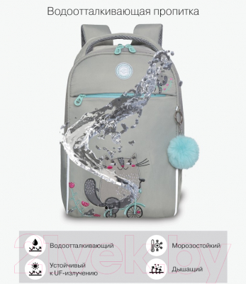 Школьный рюкзак Grizzly RG-367-3 (серый)