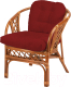Кресло садовое Мир Ротанга Delhi 01/17В с подушкой (коньяк/бордовый) - 