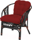 Кресло садовое Мир Ротанга Delhi 01/17В с подушкой (шоколад/бордовый) - 