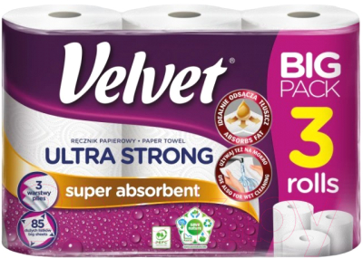 Бумажные полотенца Velvet Ultra Strong (3рул)