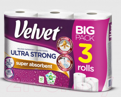 Бумажные полотенца Velvet Ultra Strong (3рул)
