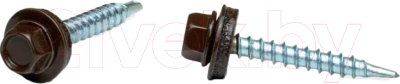 Саморез ЕКТ Кровельный с резиновой прокладкой 4.8x70 сверло PT1 / V022991 (1250шт, темно-коричневый)