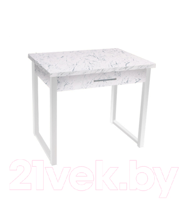 Обеденный стол Древпром М137 Алекс ДП1-03-07 90-128x64 (мрамор белый/белый матовый)