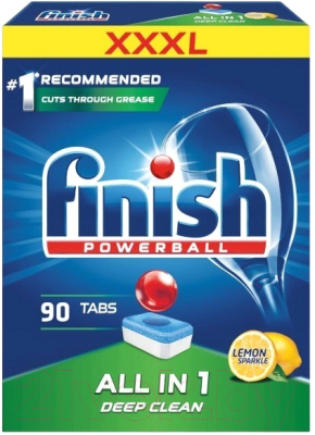 Изображение товара Таблетки для посудомоечных машин Finish All in One Lemon (90шт)