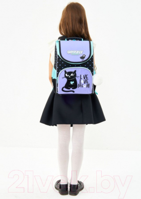 Школьный рюкзак Grizzly RAm-384-1 (черный/лавандовый)