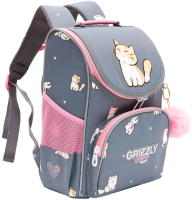 Школьный рюкзак Grizzly RAm-384-9 (серый) - 