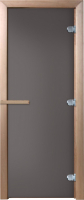 Стеклянная дверь для бани/сауны Doorwood Затмение 200х80 (графит матовый/листва) - 
