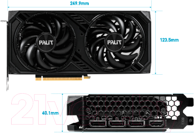 Видеокарта Palit GeForce RTX 4060 Ti Dual OC 8GB GDDR6 (NE6406TT19P1-1060D)