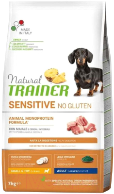 Сухой корм для собак Trainer Gluten Free Для мелких пород с чувствит. пищеварением свинина (7кг)
