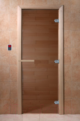 Стеклянная дверь для бани/сауны Doorwood Теплый день 190x60 (коробка осина)