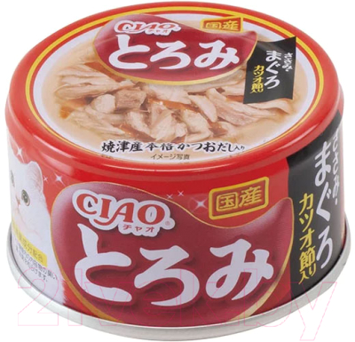 Изображение товара Влажный корм для кошек Inaba Toromi Филе курицы и микс тунцов в бульоне (80г)