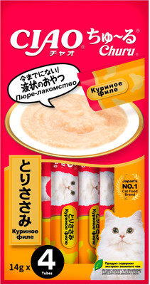 

Лакомство для кошек, Чао-Чуру Пюре со вкусом парного куриного филе