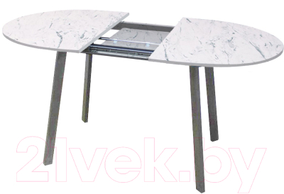 Обеденный стол Древпром М138 Оледжо ДП1-02-04 120-150x88 (мрамор белый/графит)