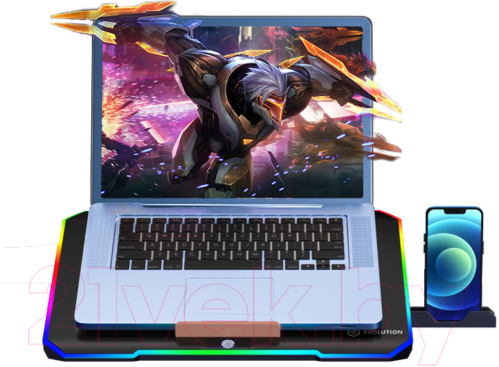 Подставка для ноутбука Evolution LCS-03 RGB с активным охлаждением