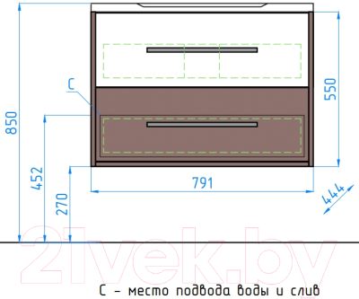 Тумба под умывальник Style Line Экзотик 80 2 ящика (подвесная)