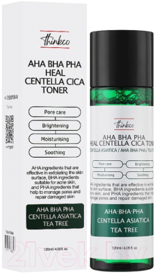 Изображение товара Тонер для лица Thinkco С AHA BHA PHA кислотами и центеллой для проблемной кожи (120мл)