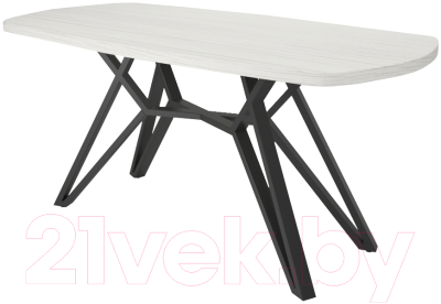 Обеденный стол Дабер 002 / С2.16.2.1 (опора металл черный/древесина белая)