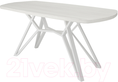 Обеденный стол Дабер 002 / С2.16.1.1 (опора металл белый/древесина белая)
