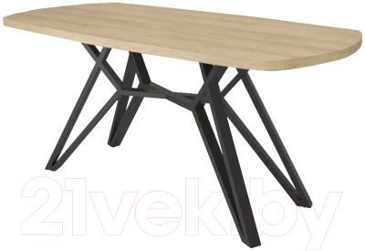 Обеденный стол Дабер 002 / С2.16.2.9 (опора металл черный/гикори натуральный)