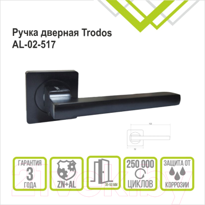 Изображение товара Ручка дверная Trodos AL-02-517 (черный матовый)
