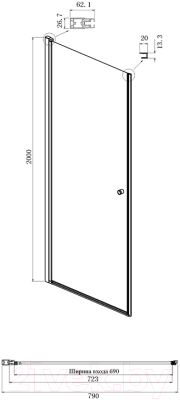 Душевая дверь Ambassador Elysium 80x200 / 111011109CX