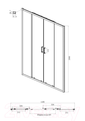 Душевая дверь Ambassador Forsa 120x200 / 17021107AX