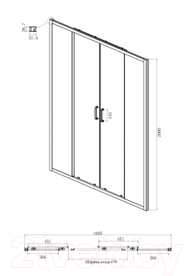 Душевая дверь Ambassador Forsa 170x200 / 17021112AX