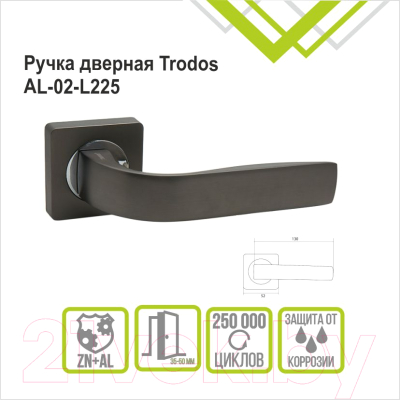 Ручка дверная Trodos AL-02-L225 (графит)