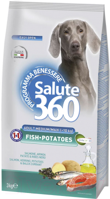 Сухой корм для собак Pet360 Salute средних и крупных пород рыба/картофель / 287383 (3кг)