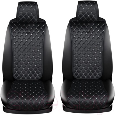Комплект накидок на автомобильные сиденья PSV Asterion Pro 2 / 133197 (2шт, черный/белая отстрочка)