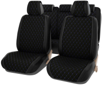 Комплект чехлов для сидений PSV Kosmos Premium / 134929 (синяя отстрочка/черный) - 