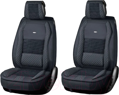Комплект чехлов для сидений PSV Lint 3D / 135686 (2шт, белая строчка/черный)