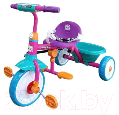 Трехколесный велосипед с ручкой Moby Kids Принцесса / 649243 (розовый)
