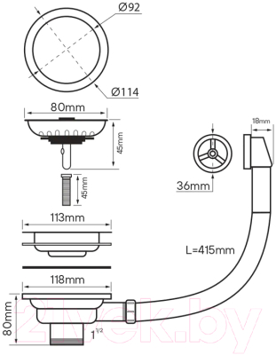 Изображение товара Выпуск сифона Paulmark PM6022-GM (вороненая сталь)