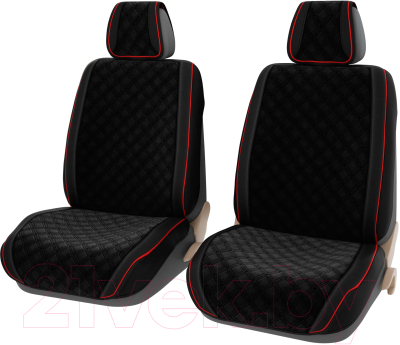 Комплект чехлов для сидений PSV Soft 2D / 134915 (2шт, черный/красная отсрочка)