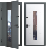 Входная дверь Guard Inox Black 96x205 (левая, графит/экосатин белый) - 